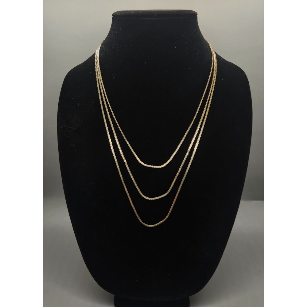 Layered Multi-Strand Necklace Gold Tone Serpentine Chain Delicate Fashion